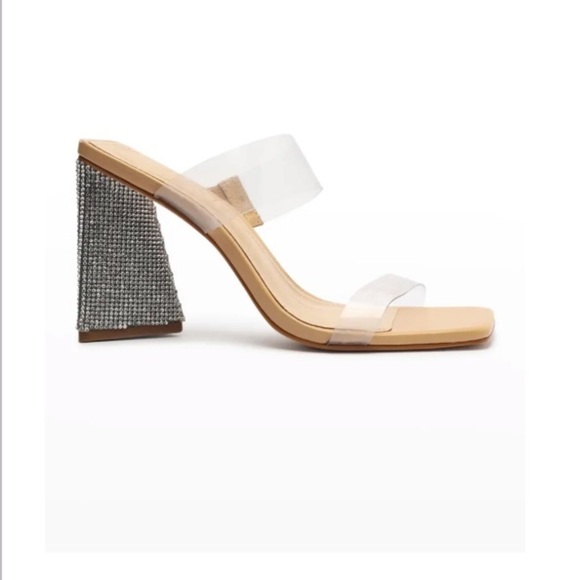 Schutz Ariellen Vinyl Crystal Block-Heel Sandal New - Picture 3 of 8